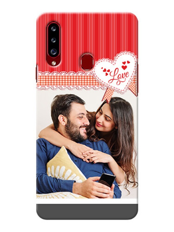 Custom Galaxy A20s phone cases online: Red Love Pattern Design