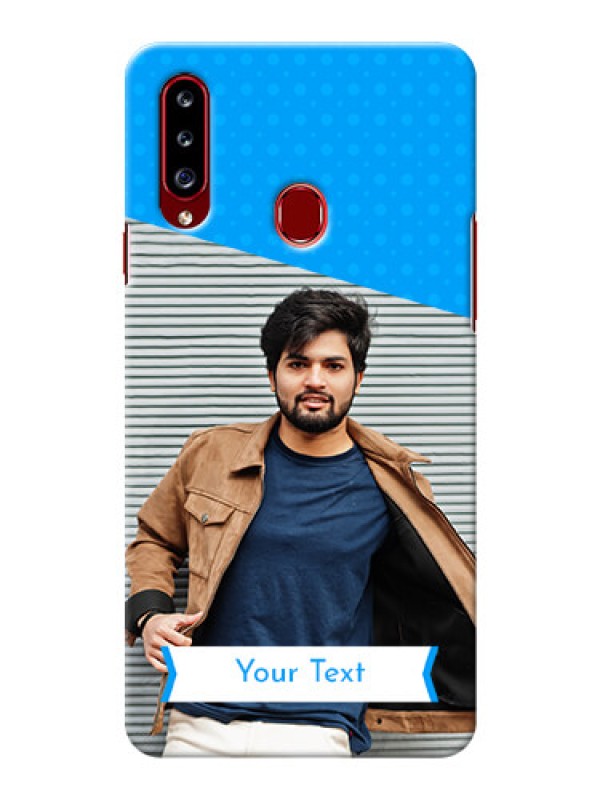 Custom Galaxy A20s Personalized Mobile Covers: Simple Blue Color Design