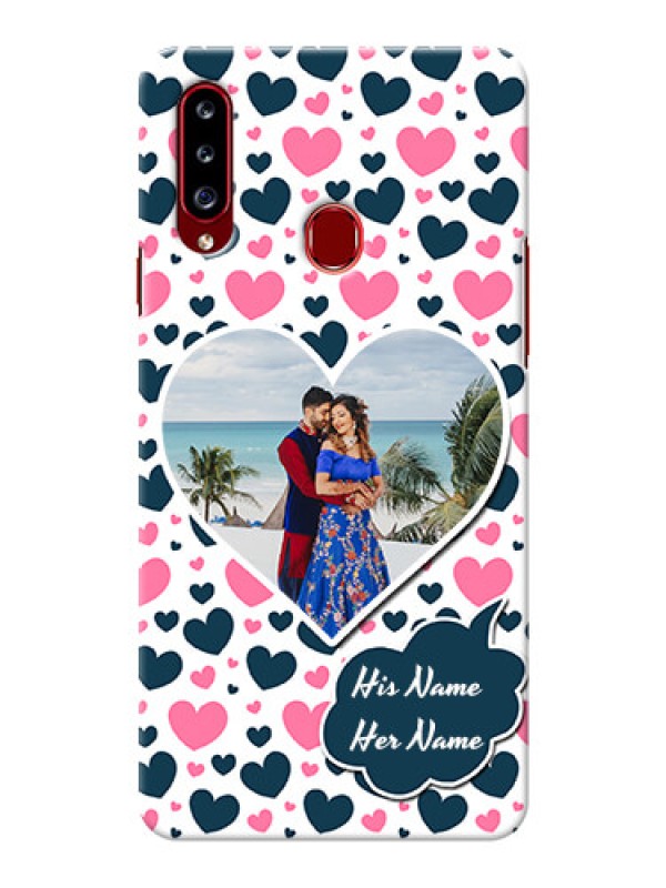 Custom Galaxy A20s Mobile Covers Online: Pink & Blue Heart Design