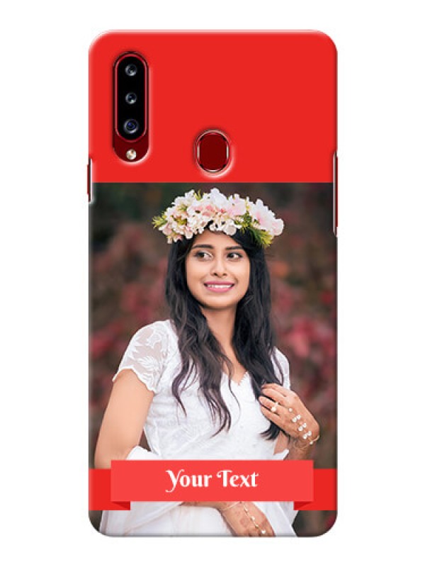 Custom Galaxy A20s Personalised mobile covers: Simple Red Color Design