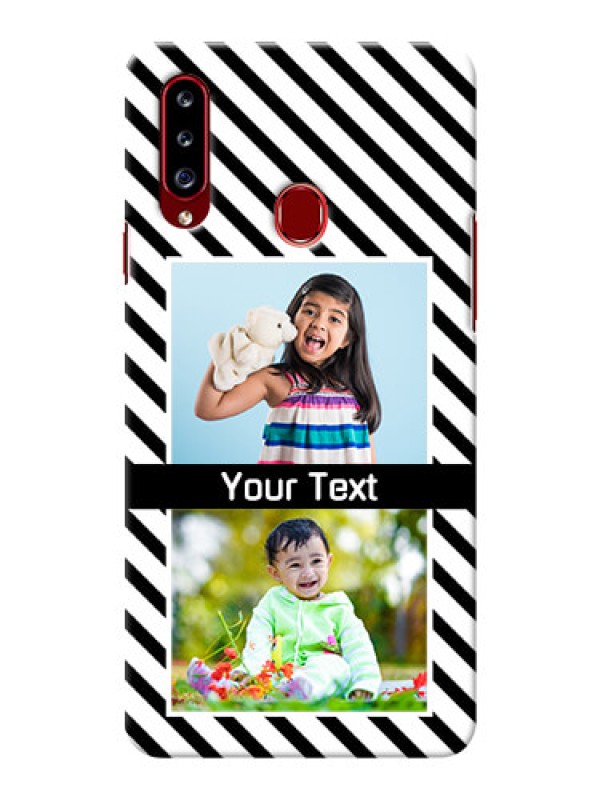 Custom Galaxy A20s Back Covers: Black And White Stripes Design
