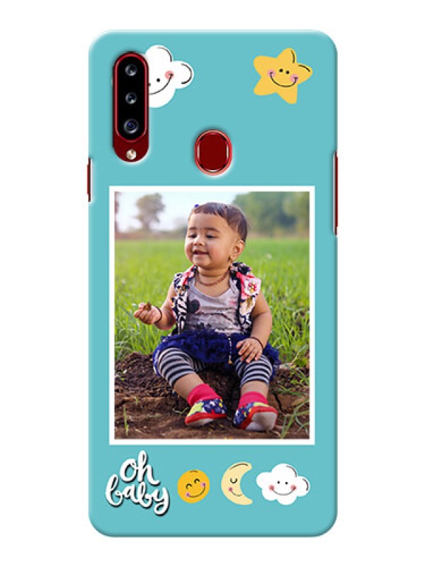 Custom Galaxy A20s Personalised Phone Cases: Smiley Kids Stars Design