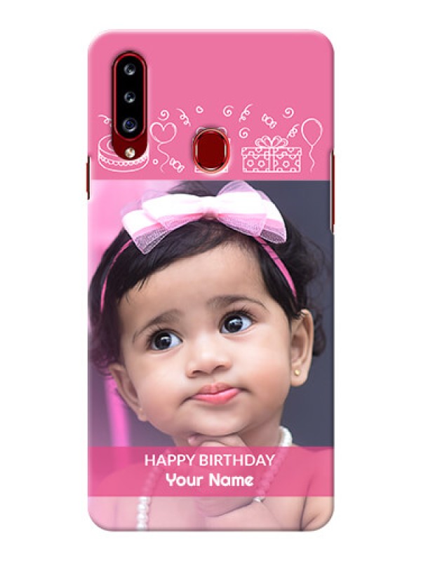 Custom Galaxy A20s Custom Mobile Cover with Birthday Line Art Design