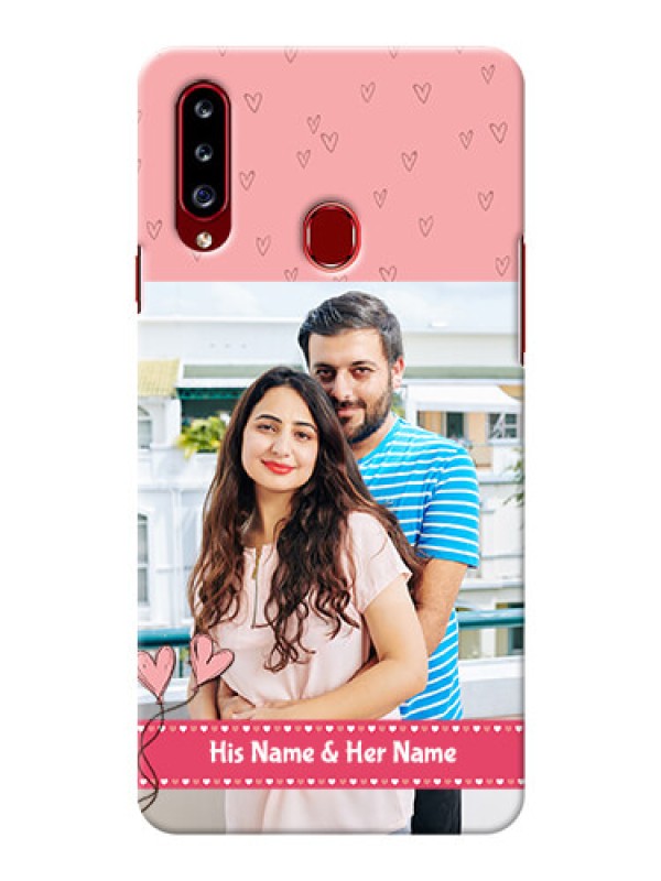 Custom Galaxy A20s phone back covers: Love Design Peach Color