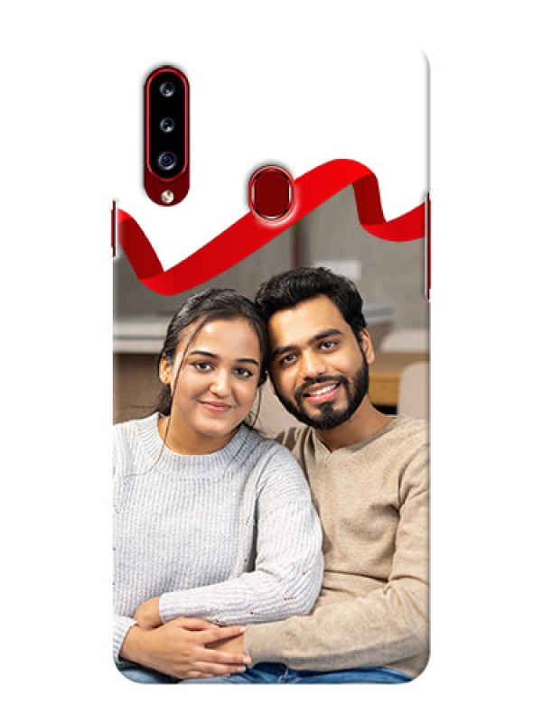 Custom Galaxy A20s custom phone cases: Red Ribbon Frame Design