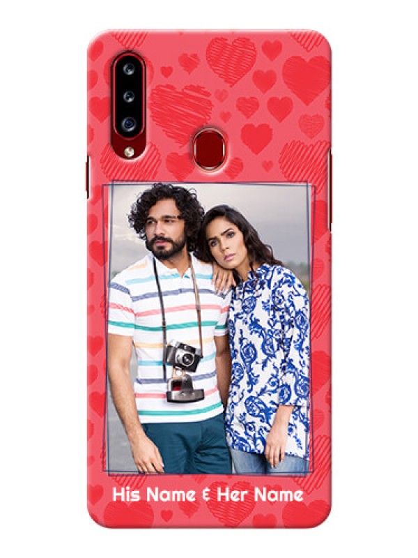 Custom Galaxy A20s Mobile Back Covers: with Red Heart Symbols Design