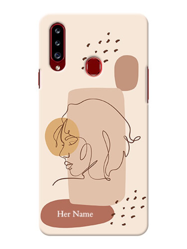 Custom Galaxy A20S Custom Phone Covers: Calm Woman line art Design