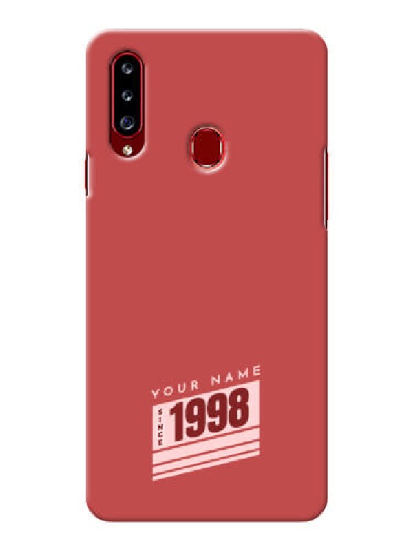 Custom Galaxy A20S Phone Back Covers: Red custom year of birth Design