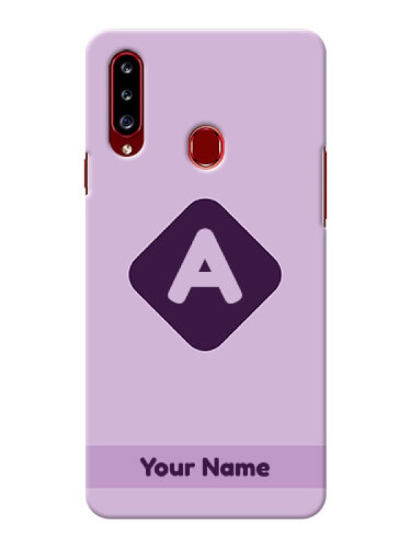 Custom Galaxy A20S Custom Mobile Case with Custom Letter in curved badge  Design