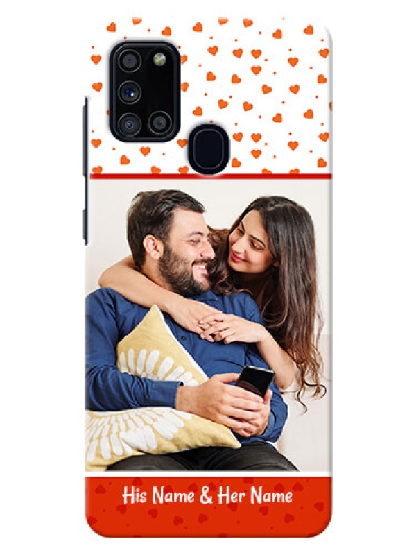 Custom Galaxy A21s Phone Back Covers: Orange Love Symbol Design