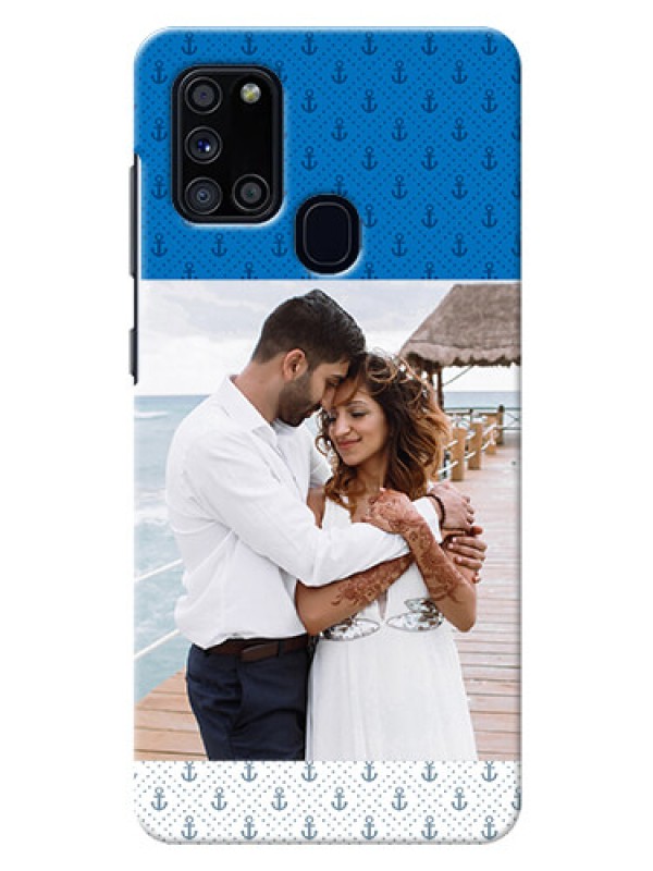 Custom Galaxy A21s Mobile Phone Covers: Blue Anchors Design