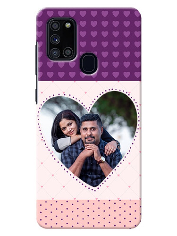 Custom Galaxy A21s Mobile Back Covers: Violet Love Dots Design