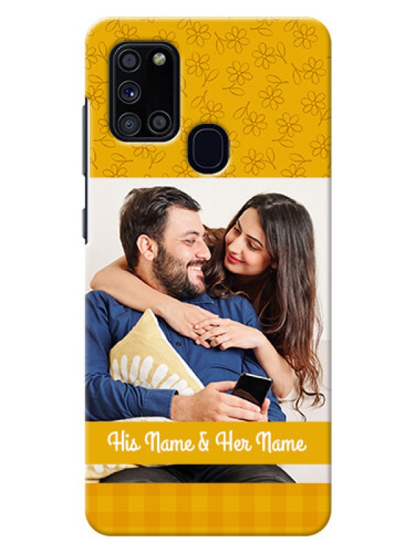 Custom Galaxy A21s mobile phone covers: Yellow Floral Design