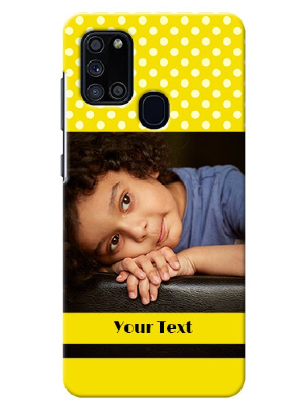 Custom Galaxy A21s Custom Mobile Covers: Bright Yellow Case Design