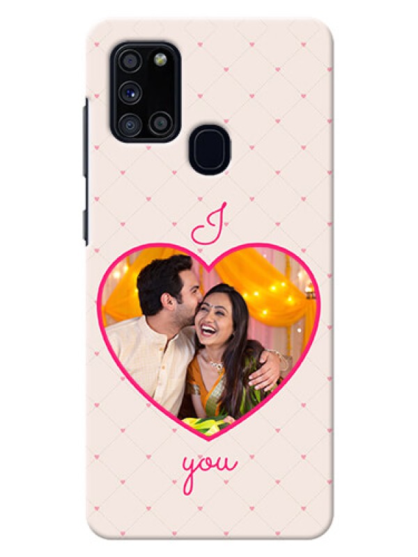 Custom Galaxy A21s Personalized Mobile Covers: Heart Shape Design