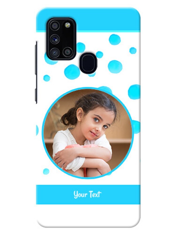 Custom Galaxy A21s Custom Phone Covers: Blue Bubbles Pattern Design