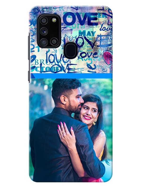 Custom Galaxy A21s Mobile Covers Online: Colorful Love Design