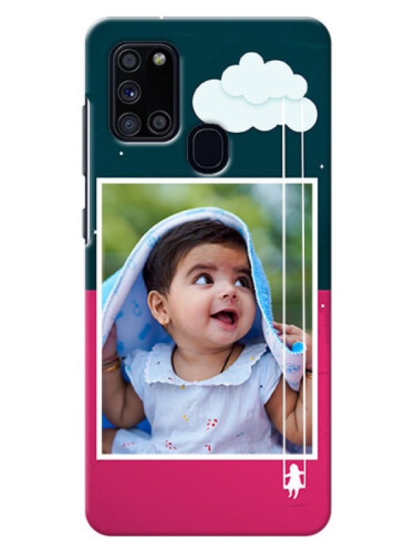 Custom Galaxy A21s custom phone covers: Cute Girl with Cloud Design