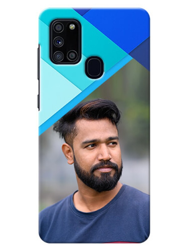 Custom Galaxy A21s Phone Cases Online: Blue Abstract Cover Design