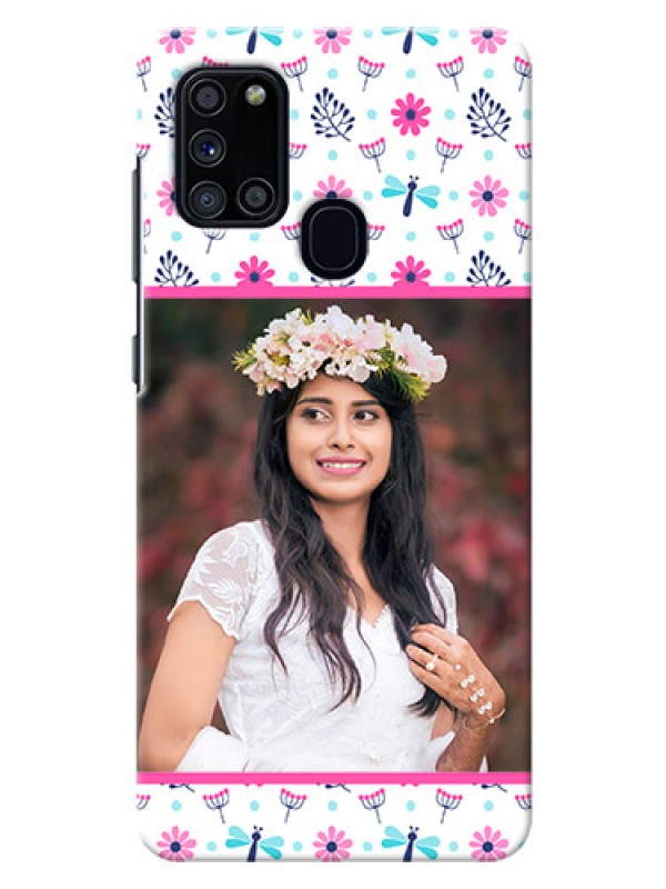 Custom Galaxy A21s Mobile Covers: Colorful Flower Design