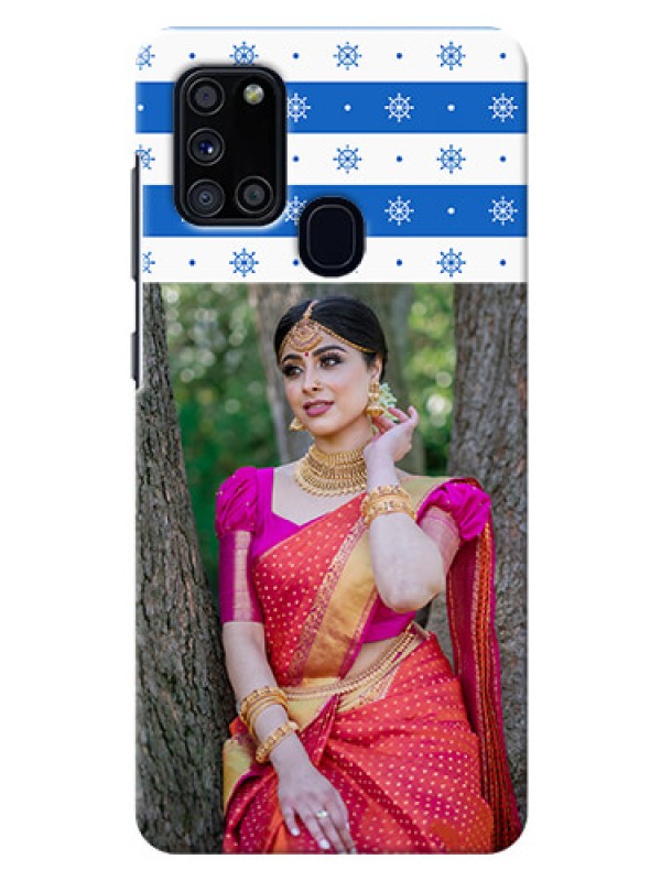 Custom Galaxy A21s custom mobile covers: Snow Pattern Design