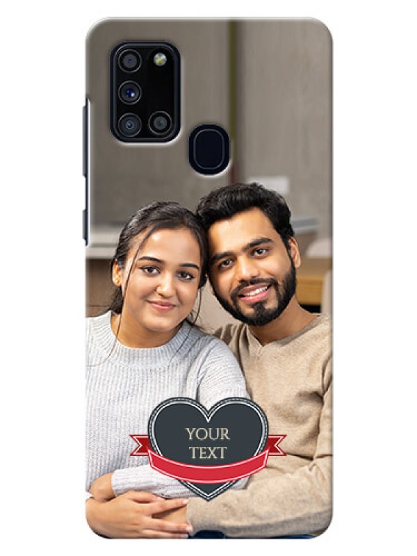 Custom Galaxy A21s mobile back covers online: Just Married Couple Design