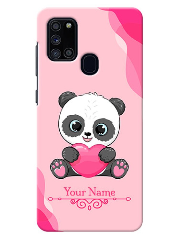 Custom Galaxy A21S Mobile Back Covers: Cute Panda Design