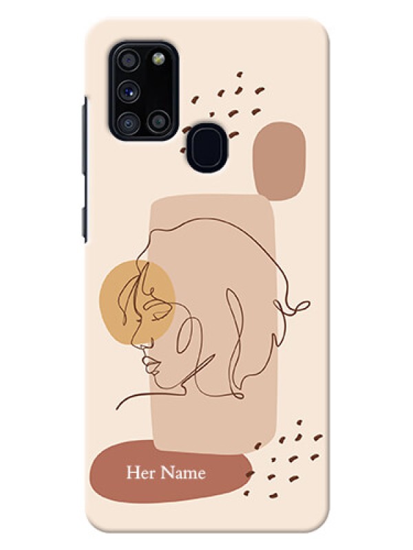 Custom Galaxy A21S Custom Phone Covers: Calm Woman line art Design