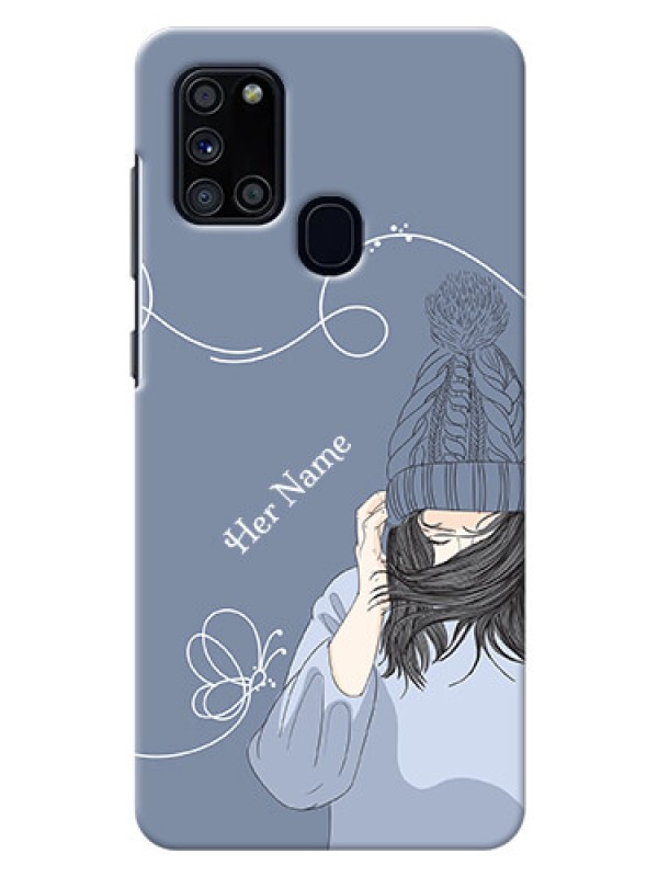 Custom Galaxy A21S Custom Mobile Case with Girl in winter outfit Design