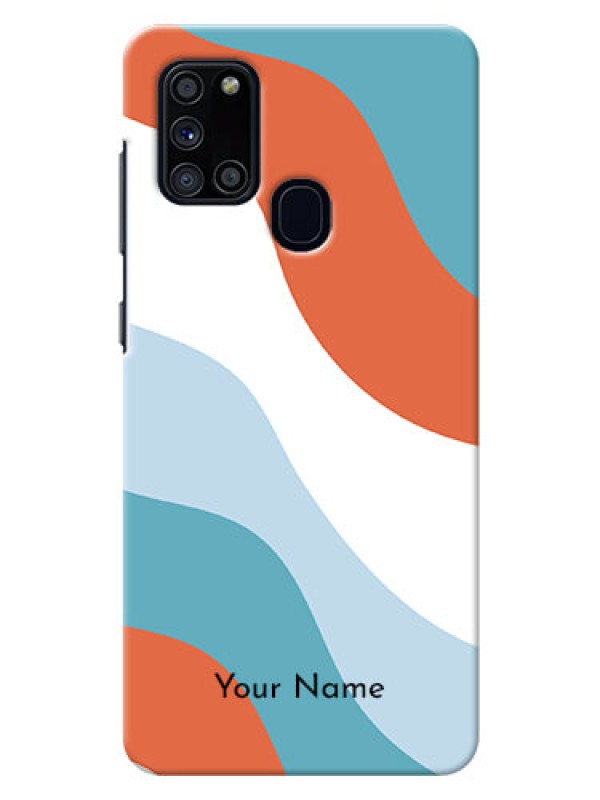 Custom Galaxy A21S Mobile Back Covers: coloured Waves Design