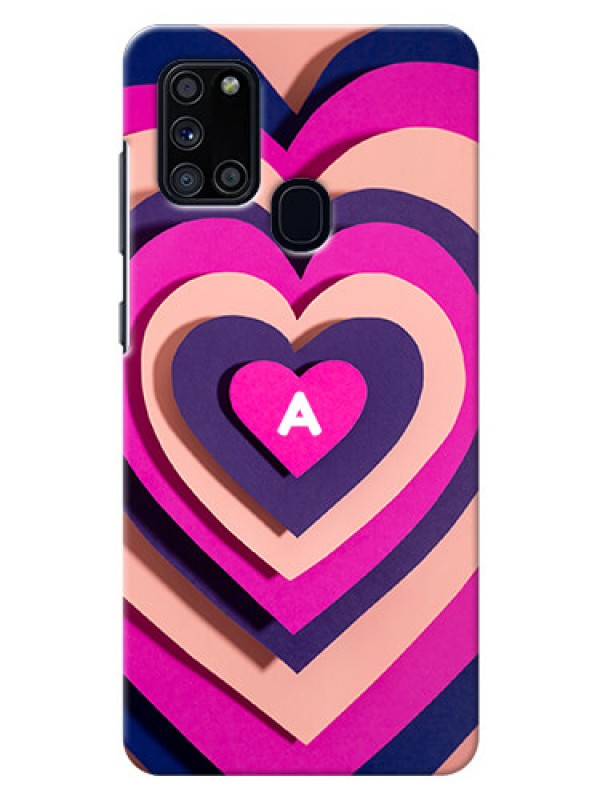 Custom Galaxy A21S Custom Mobile Case with Cute Heart Pattern Design