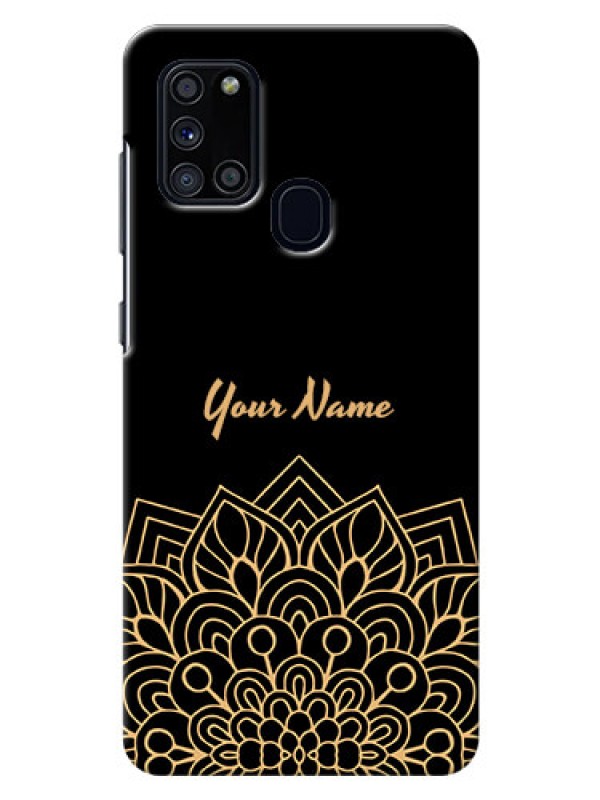 Custom Galaxy A21S Back Covers: Golden mandala Design
