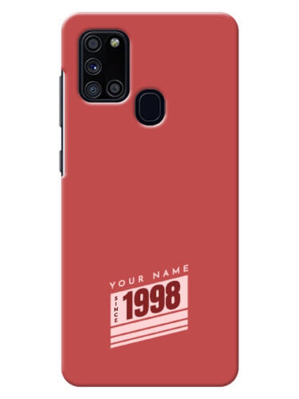 Custom Galaxy A21S Phone Back Covers: Red custom year of birth Design