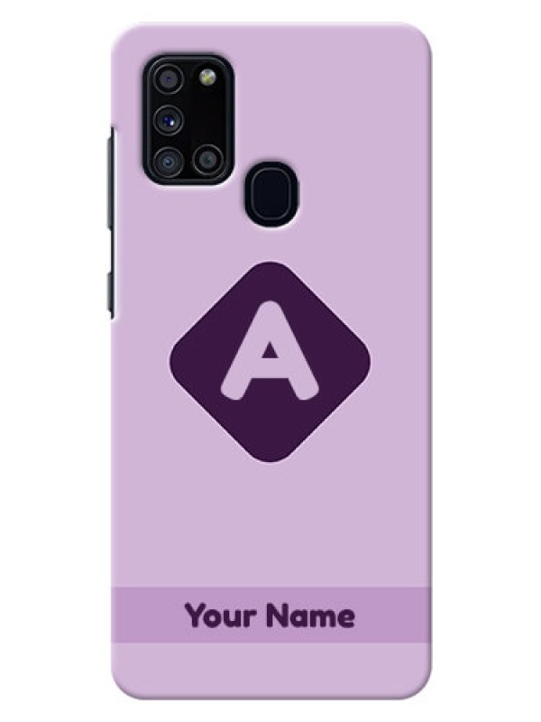 Custom Galaxy A21S Custom Mobile Case with Custom Letter in curved badge  Design