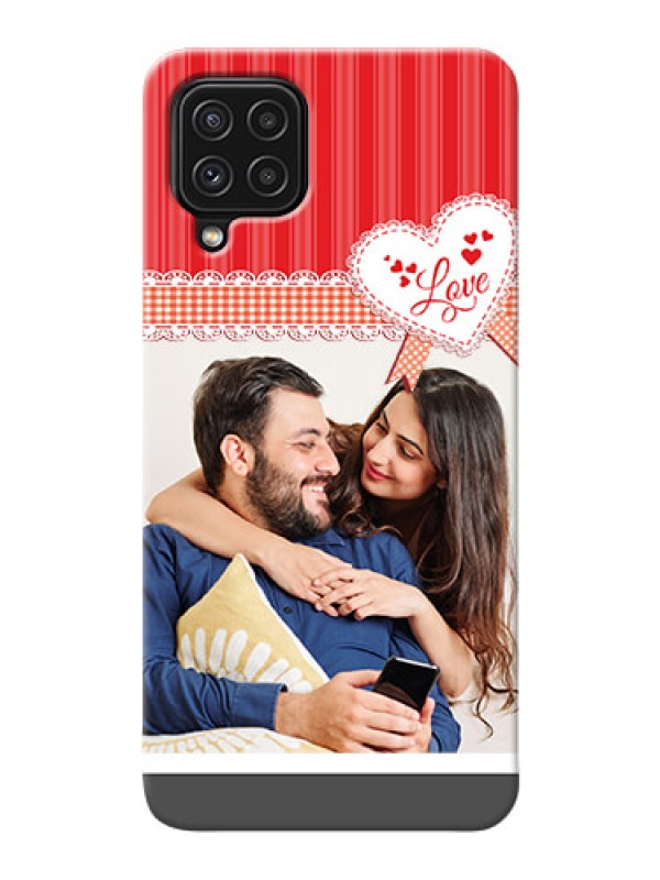 Custom Galaxy A22 4G phone cases online: Red Love Pattern Design