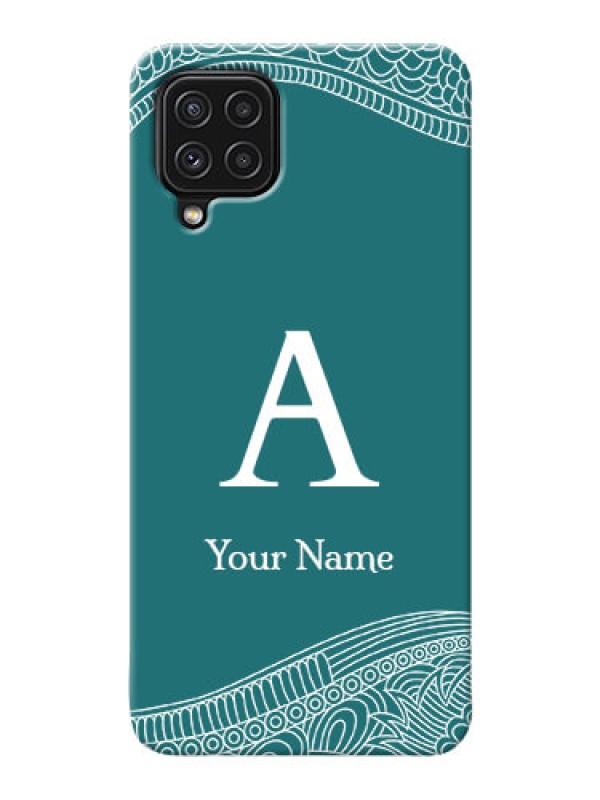 Custom Galaxy A22 4G Mobile Back Covers: line art pattern with custom name Design