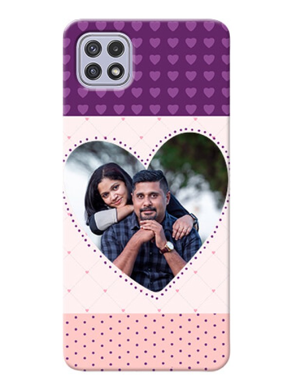 Custom Galaxy A22 5G Mobile Back Covers: Violet Love Dots Design