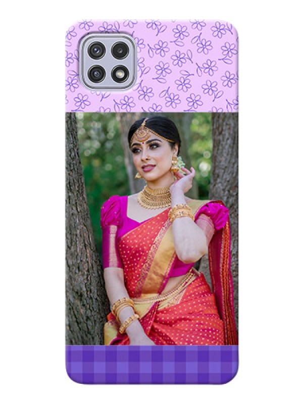 Custom Galaxy A22 5G Mobile Cases: Purple Floral Design