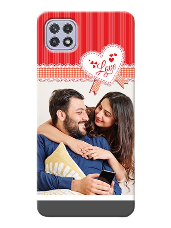 Custom Galaxy A22 5G phone cases online: Red Love Pattern Design