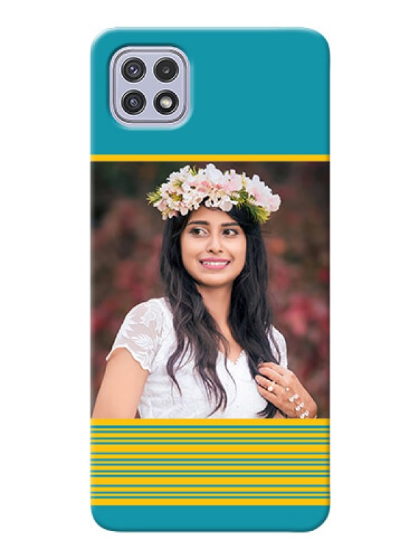 Custom Galaxy A22 5G personalized phone covers: Yellow & Blue Design 