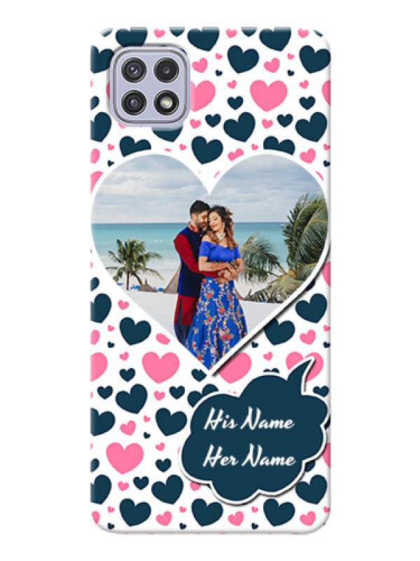 Custom Galaxy A22 5G Mobile Covers Online: Pink & Blue Heart Design