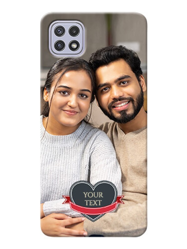 Custom Galaxy A22 5G mobile back covers online: Just Married Couple Design