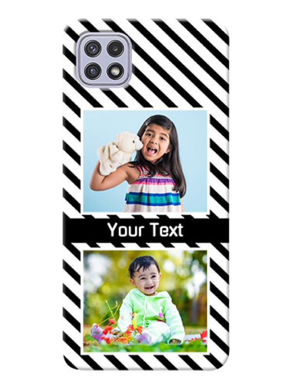 Custom Galaxy A22 5G Back Covers: Black And White Stripes Design