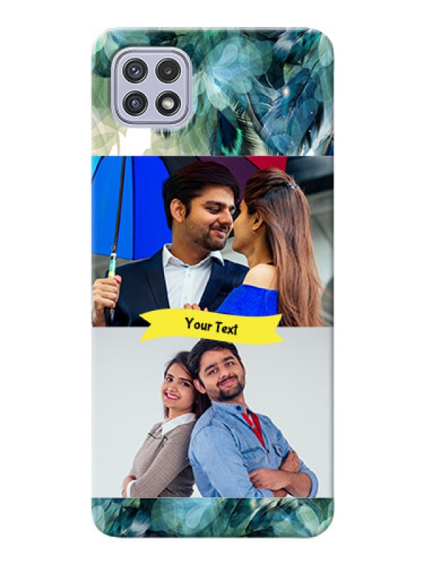 Custom Galaxy A22 5G Phone Cases: Image with Boho Peacock Feather Design