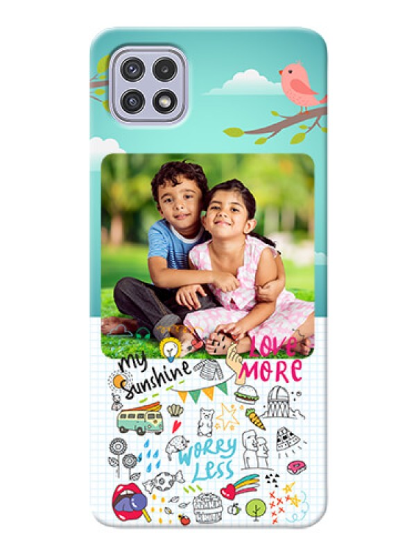 Custom Galaxy A22 5G phone cases online: Doodle love Design