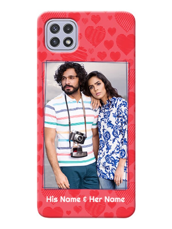 Custom Galaxy A22 5G Mobile Back Covers: with Red Heart Symbols Design