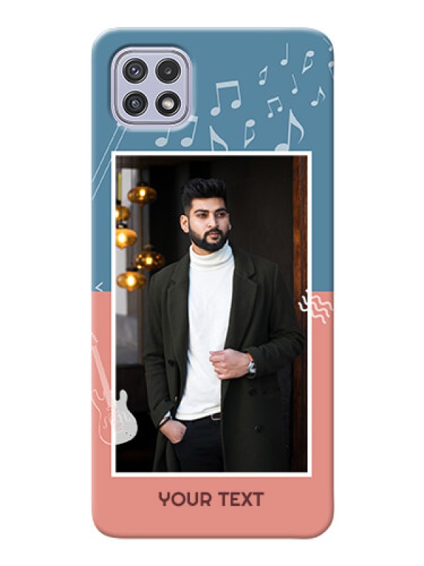 Custom Galaxy A22 5G Phone Back Covers with Color Musical Note Design