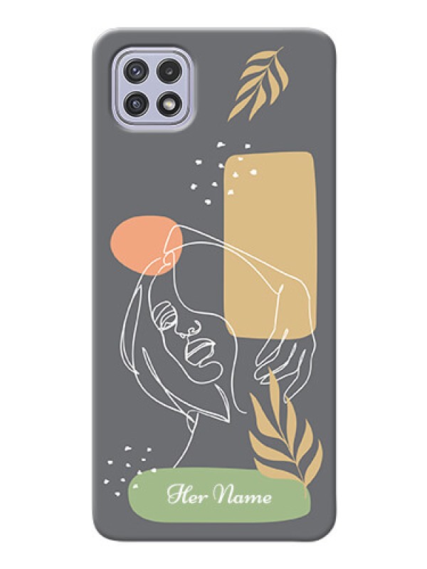 Custom Galaxy A22 5G Phone Back Covers: Gazing Woman line art Design