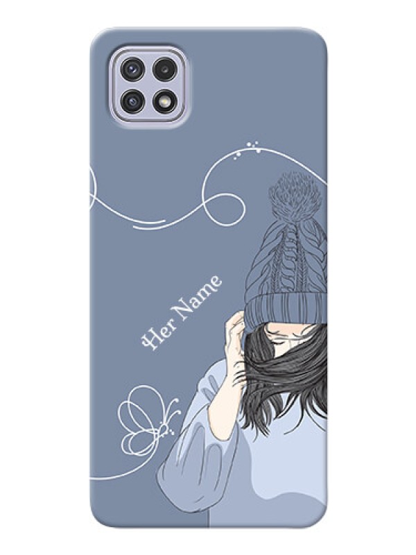 Custom Galaxy A22 5G Custom Mobile Case with Girl in winter outfit Design