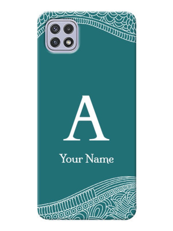 Custom Galaxy A22 5G Mobile Back Covers: line art pattern with custom name Design